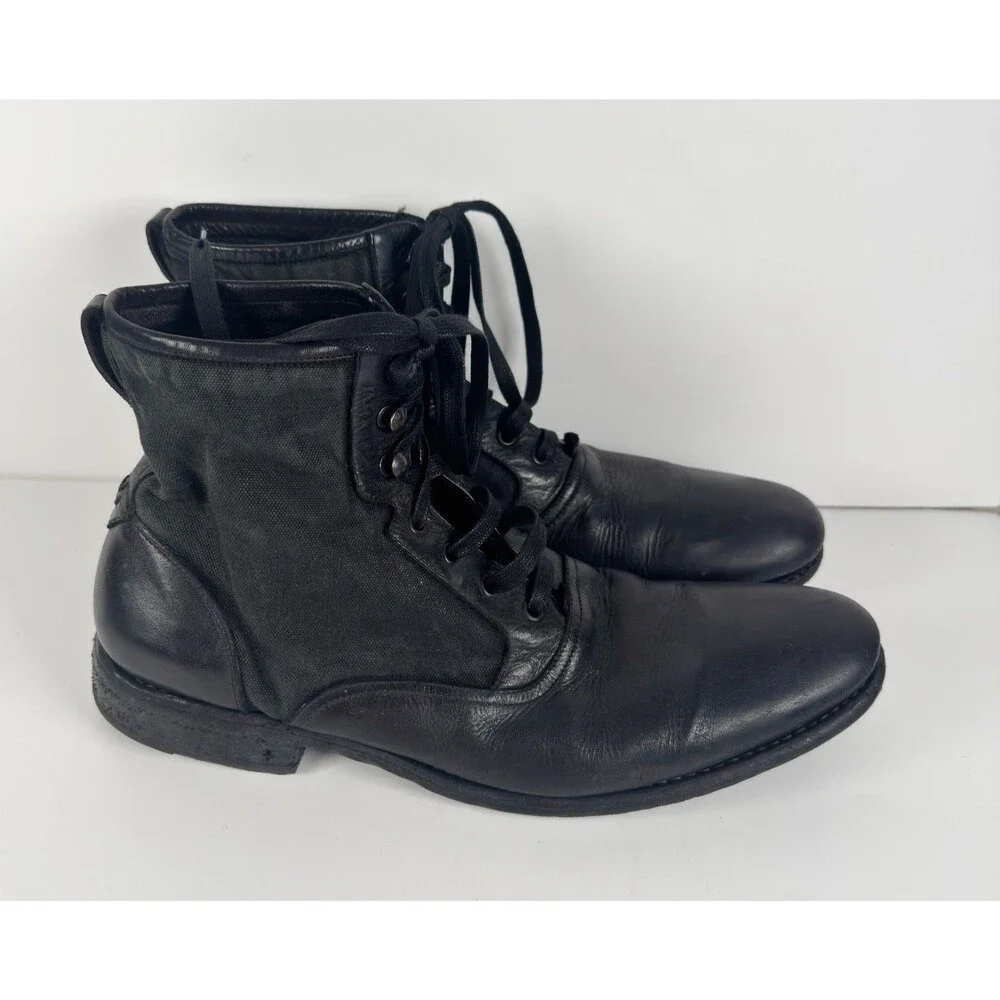 $798 John Varvatos Collection Bowery Spectator Lace Black Leather Boots 10.5